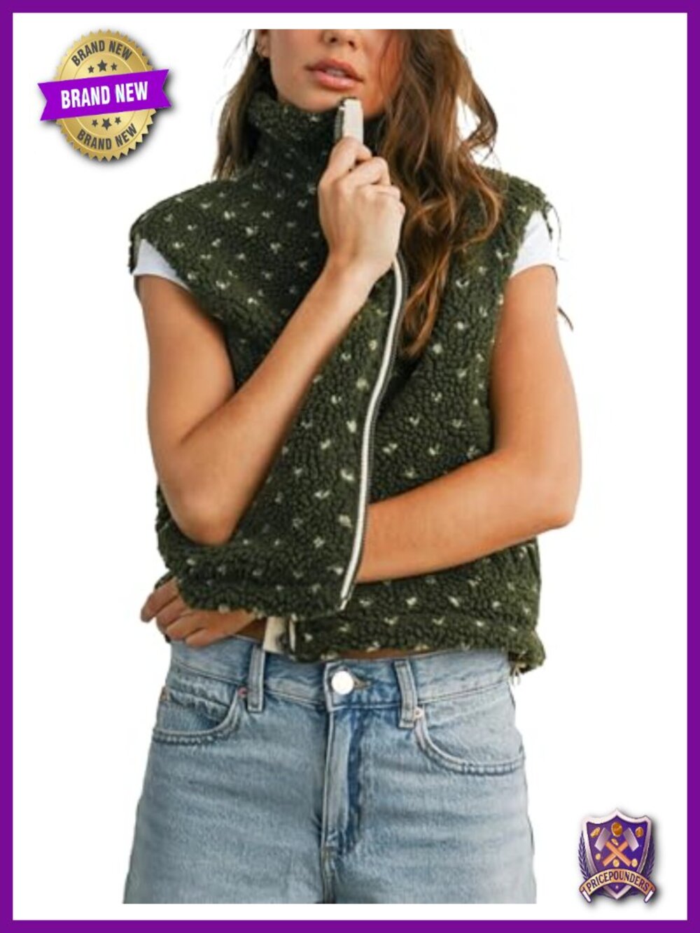 Fuzzy Fleece Vest Women Casual Sleeveless Polka Dots Sherpa Jacket Trendy Gilet